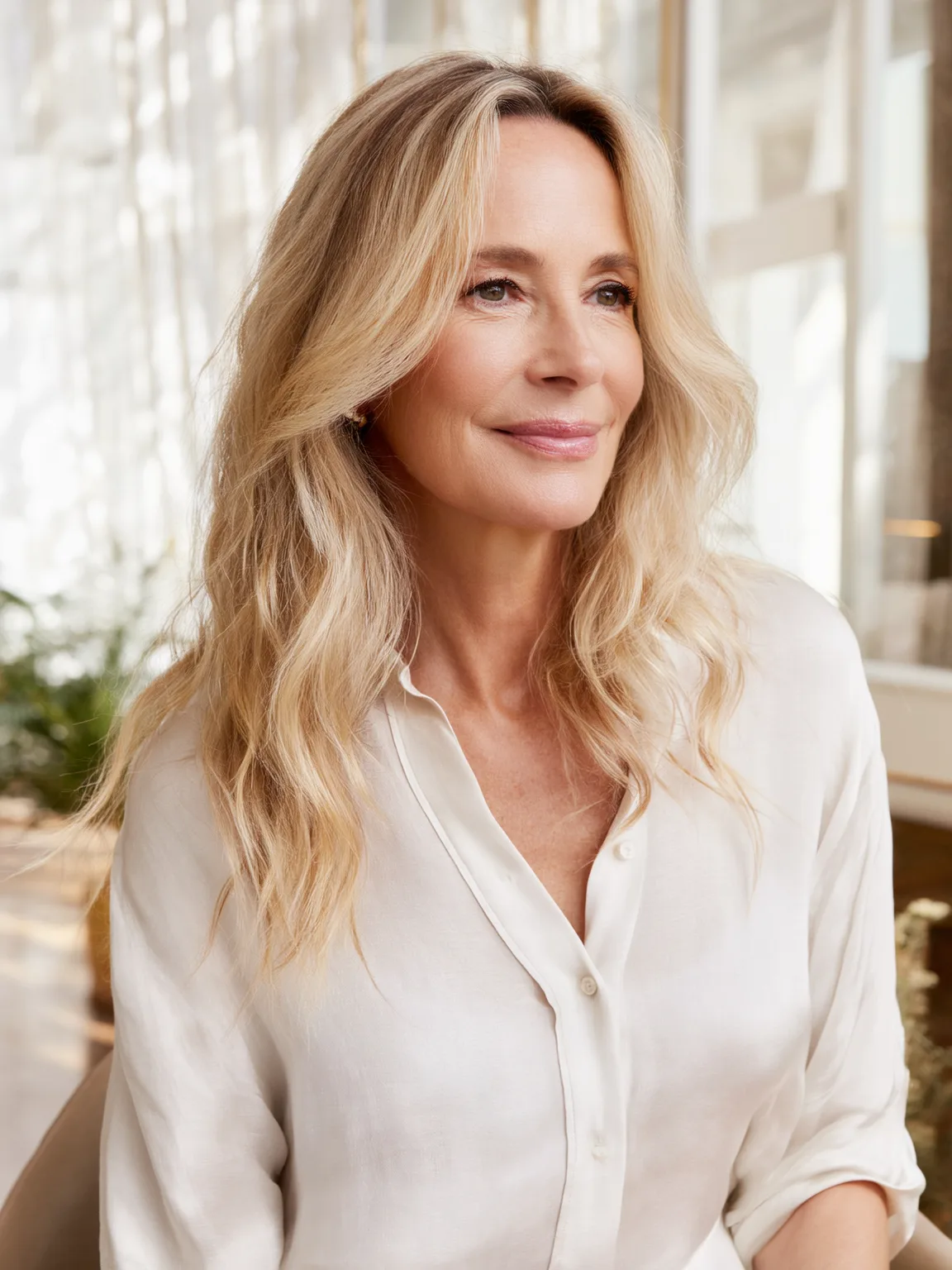 Flowing Honey Blonde Balayage with Long Layers